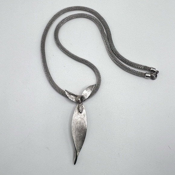Vintage Judy Lee 50s Silver Mesh Necklace - Picture 1 of 3
